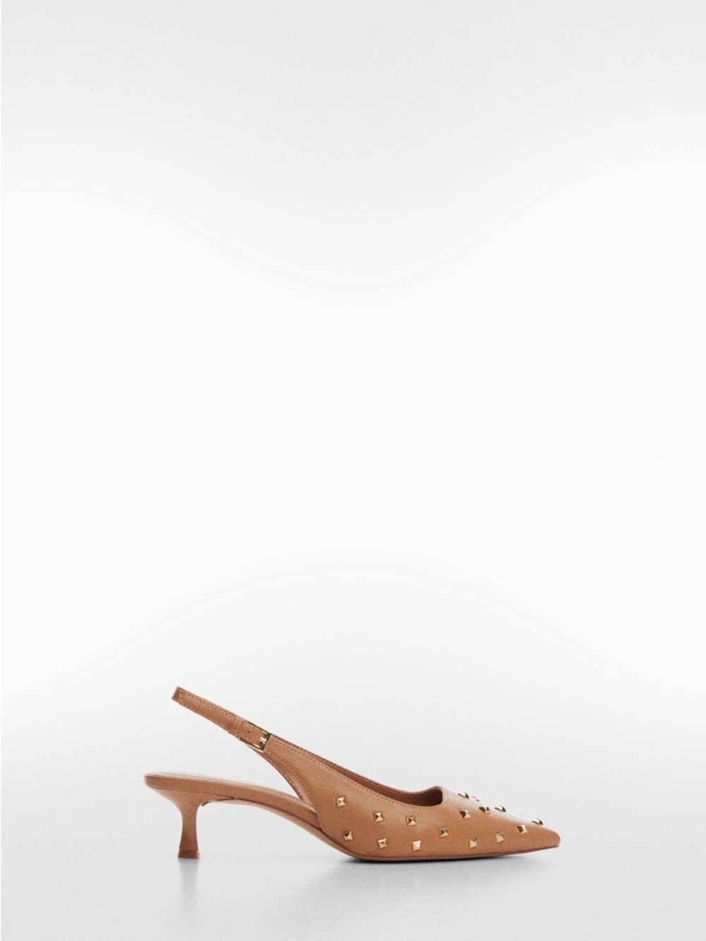 Mango MNG Studded Slingback Pointed Kitten Heels Medium Brown US 9 Euro 40 NWT - Picture 5 of 10